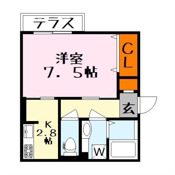 グランシャリオ二町 A棟 A(1K/1階)の間取り写真
