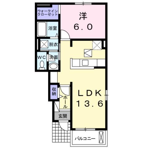 ベルローズ2(1LDK/1階)の間取り写真