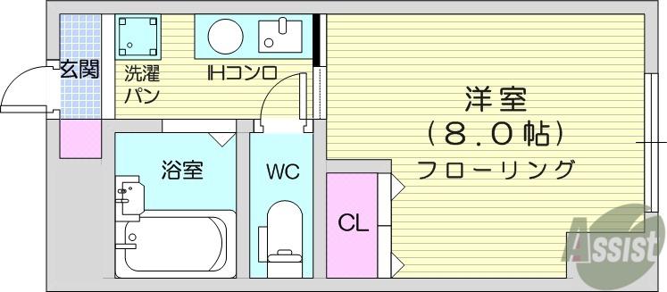 スタインビルド1(1K/4階)の間取り写真