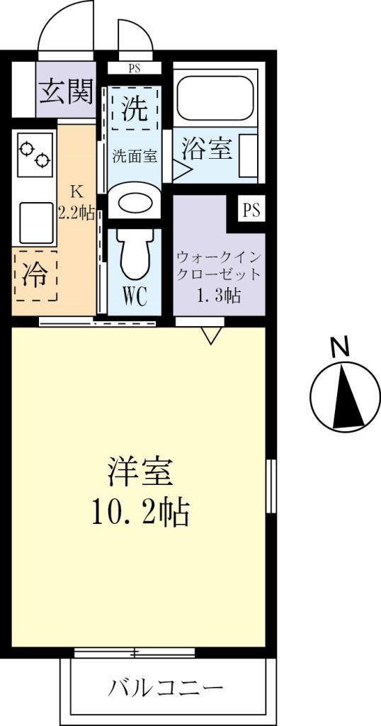 ルノンB(1K/2階)の間取り写真
