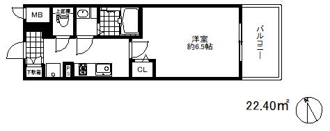 プレサンスザ神戸(1K/3階)の間取り写真