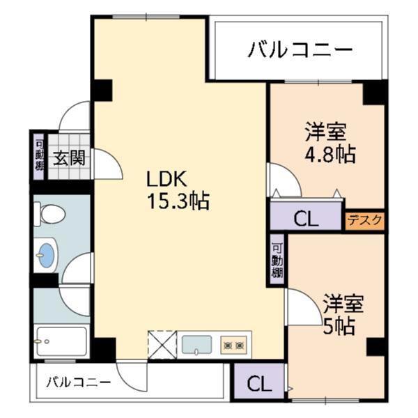 アルコ・ラ・カーサ安富(2LDK/3階)の間取り写真