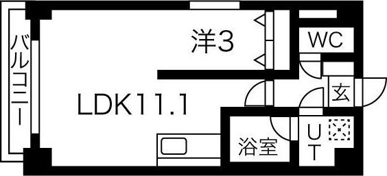 シャイニングドリーム真駒内(1LDK/3階)の間取り写真