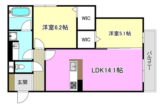 ラヴィエール南茨木II(2LDK/3階)の間取り写真