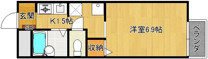 ラプリマ(1K/1階)の間取り写真