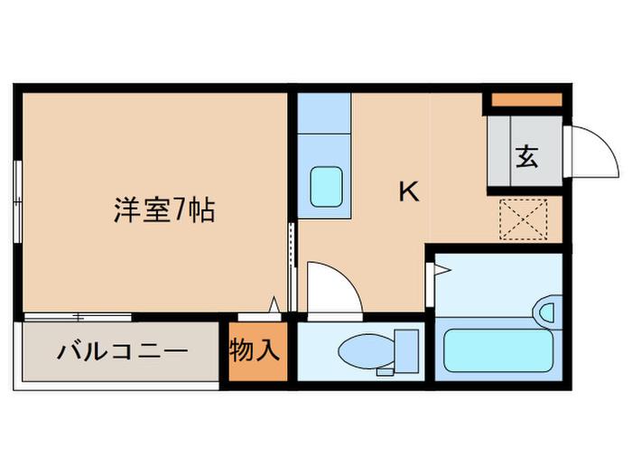 ティアラ原II(1K/1階)の間取り写真