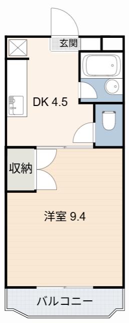 ピース・トーン21(1DK/4階)の間取り写真
