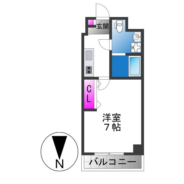 S-FORT大今里西(1K/2階)の間取り写真