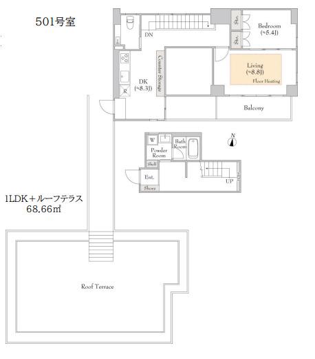 ルミークアン笹塚(2LDK/5階)の間取り写真