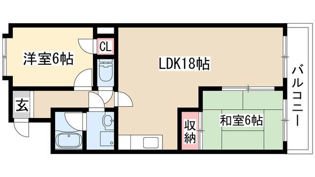 ハイライズナリタ(2LDK/4階)の間取り写真