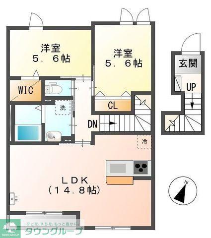 ラ・ルクシュールI(2LDK/2階)の間取り写真