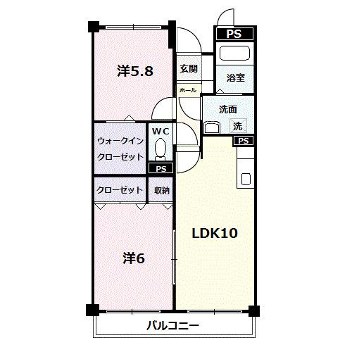 グレイスフルT・K(2LDK/4階)の間取り写真