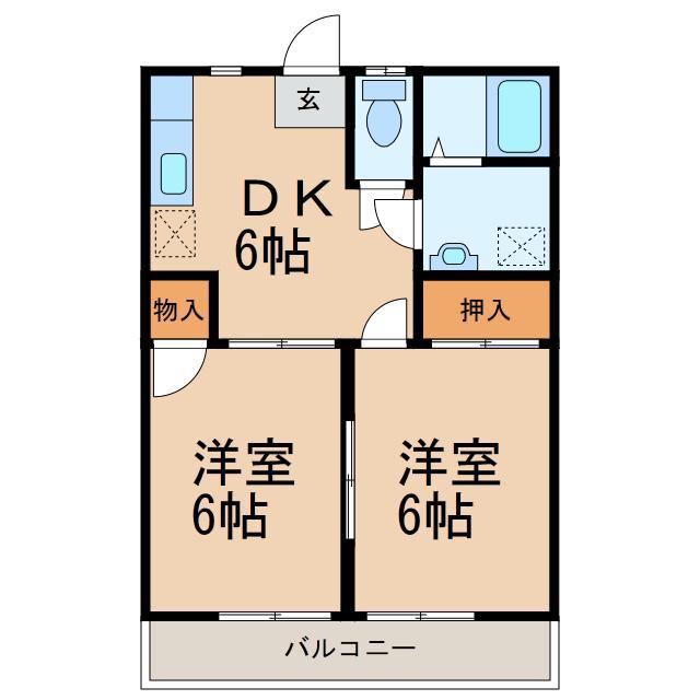 コーポT&Y(2DK/2階)の間取り写真