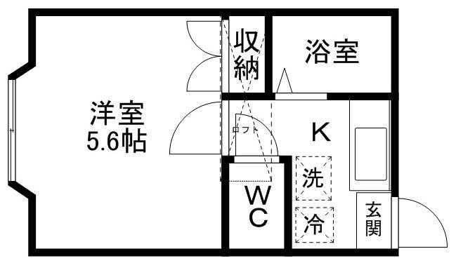 ホワイトキャッスル台原(1K/1階)の間取り写真