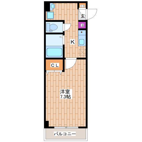 パーク巽東II(1K/1階)の間取り写真