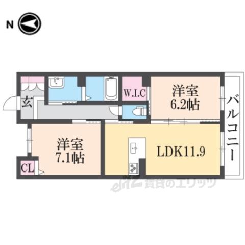 リラフォート大安寺(2LDK/2階)の間取り写真