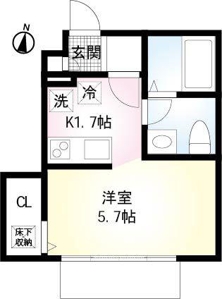 桜山テラス(1K/1階)の間取り写真