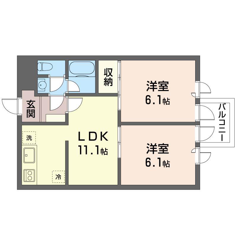 グリーンフラッツ小金井(2LDK/3階)の間取り写真