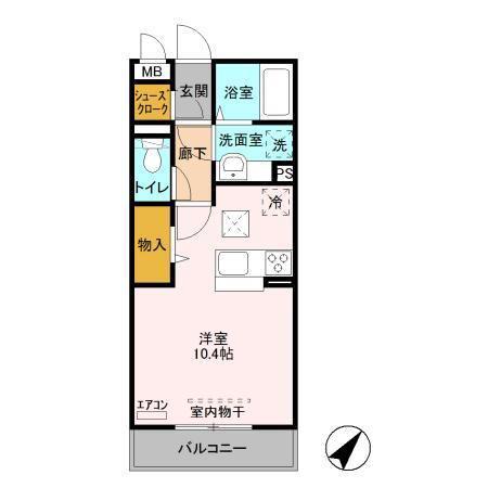 プラムリリア(ワンルーム/1階)の間取り写真