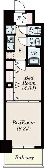 S-RESIDENCE六番町(2K/3階)の間取り写真