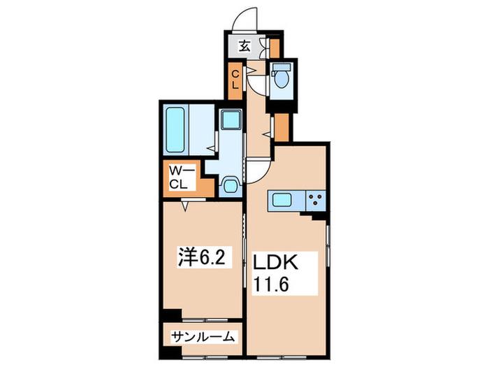 FLORIAII(1LDK/1階)の間取り写真