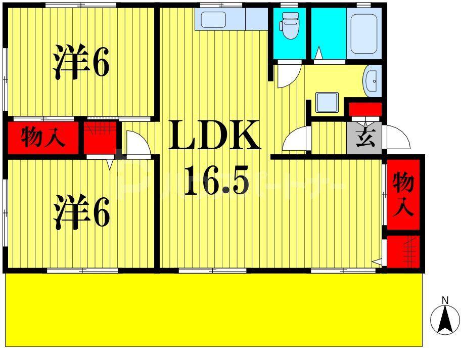ツインハイム(2LDK/1階)の間取り写真