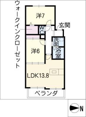 LARGO(2LDK/3階)の間取り写真