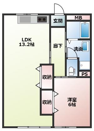 イトーピア青葉マンション(1LDK/1階)の間取り写真