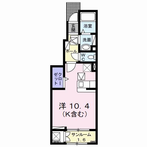 ベルデ ハイム(ワンルーム/1階)の間取り写真