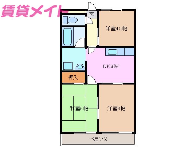コーポTANIZAWA(3DK/2階)の間取り写真