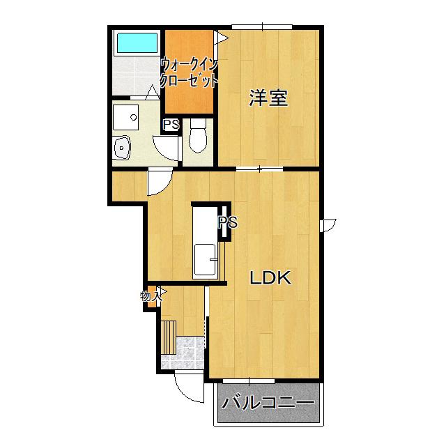 トップ・ヒルズC(1LDK/1階)の間取り写真