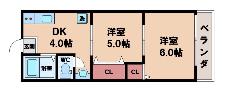 メゾンドエフシー(1LDK/2階)の間取り写真