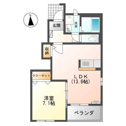 リヴィエーラ(1LDK/1階)の間取り写真