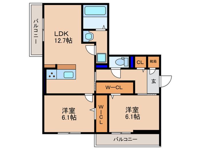 アルタ若竹ビュー(2LDK/3階)の間取り写真