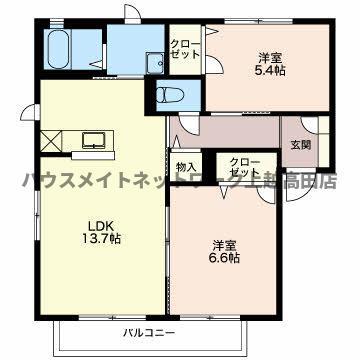 シャーメゾン石橋(2LDK/2階)の間取り写真