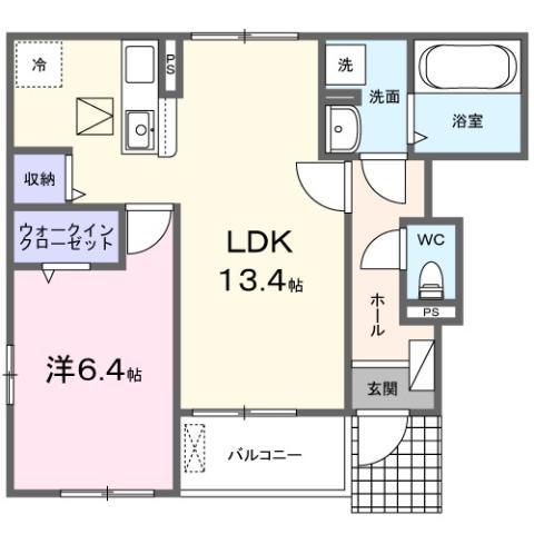 ホワイト フォックス I(1LDK/1階)の間取り写真