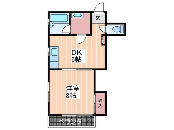 ヨコガワ K・T(1DK/3階)の間取り写真