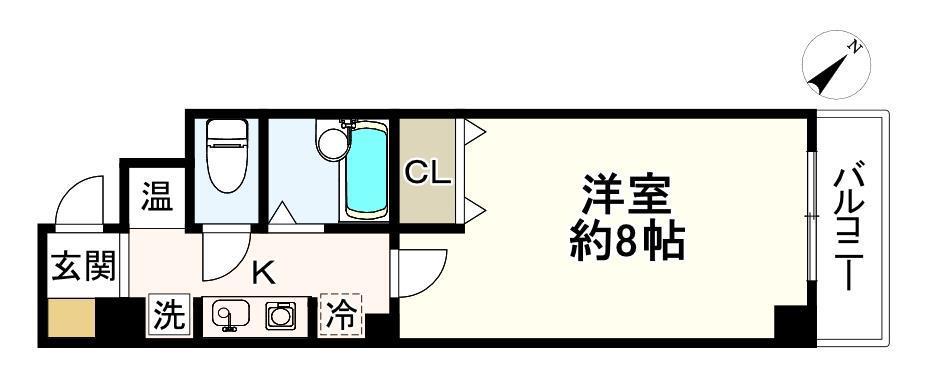 ヴィラ神戸2(1K/8階)の間取り写真
