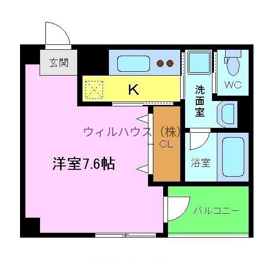 ラ・メール諏訪森(1K/3階)の間取り写真