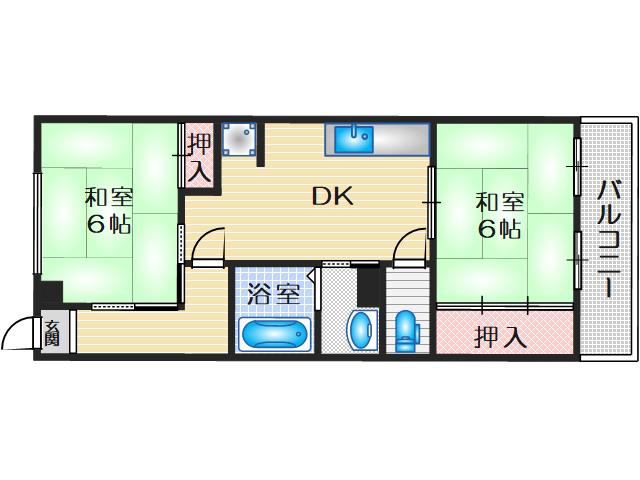 ツイン88(2DK/3階)の間取り写真