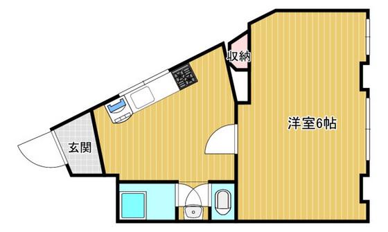黒住ビル(1K/5階)の間取り写真