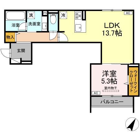 和 NAGOMI(1LDK/3階)の間取り写真