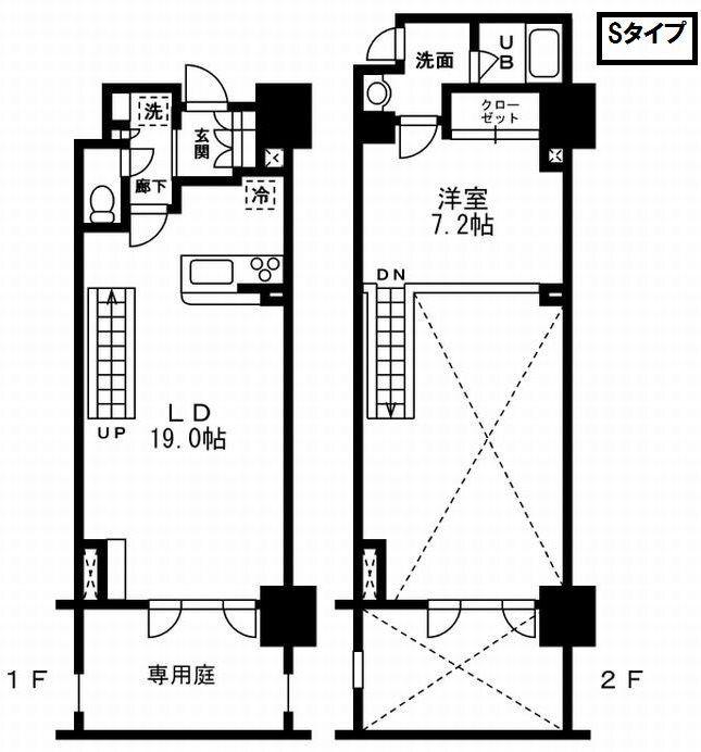 レジディア杉並方南町(1LDK/1階)の間取り写真