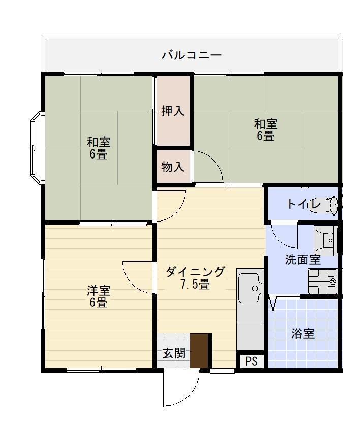 プレアール今治駅前(3DK/2階)の間取り写真