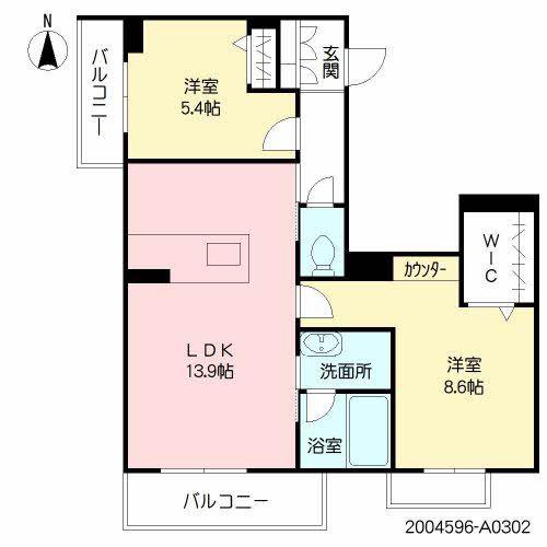 シャーメゾン 日向(2LDK/3階)の間取り写真