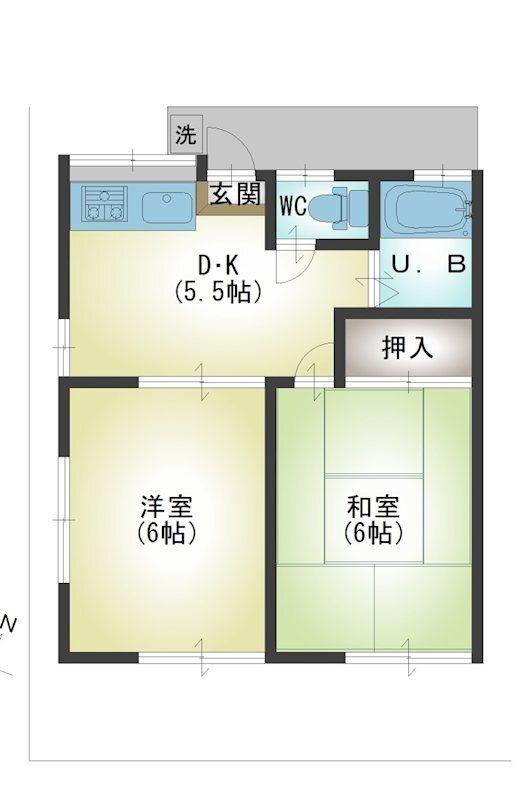 田中コーポ(2DK/1階)の間取り写真