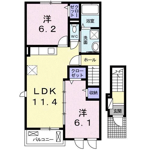 リトル・マーメード(2LDK/2階)の間取り写真