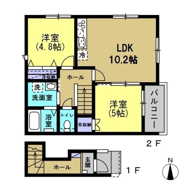 エミューライト(2LDK/2階)の間取り写真