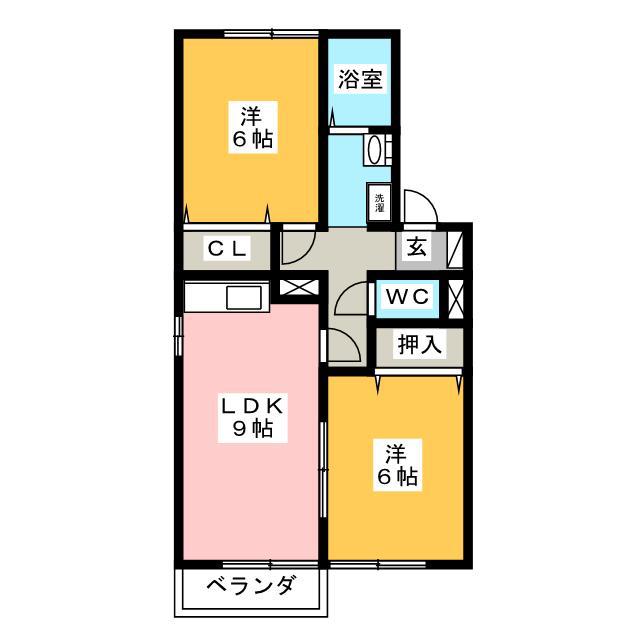 COZY COURT(2LDK/2階)の間取り写真