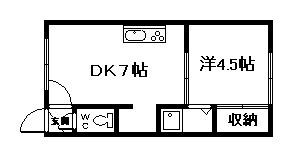 ハイツヨシクラ(1DK/2階)の間取り写真